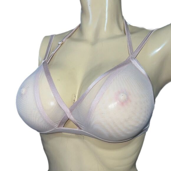 Victorias Secret Set Sexy Sheer Mesh Strappy Double Cup Unlined bralette & Panty - Picture 5 of 9